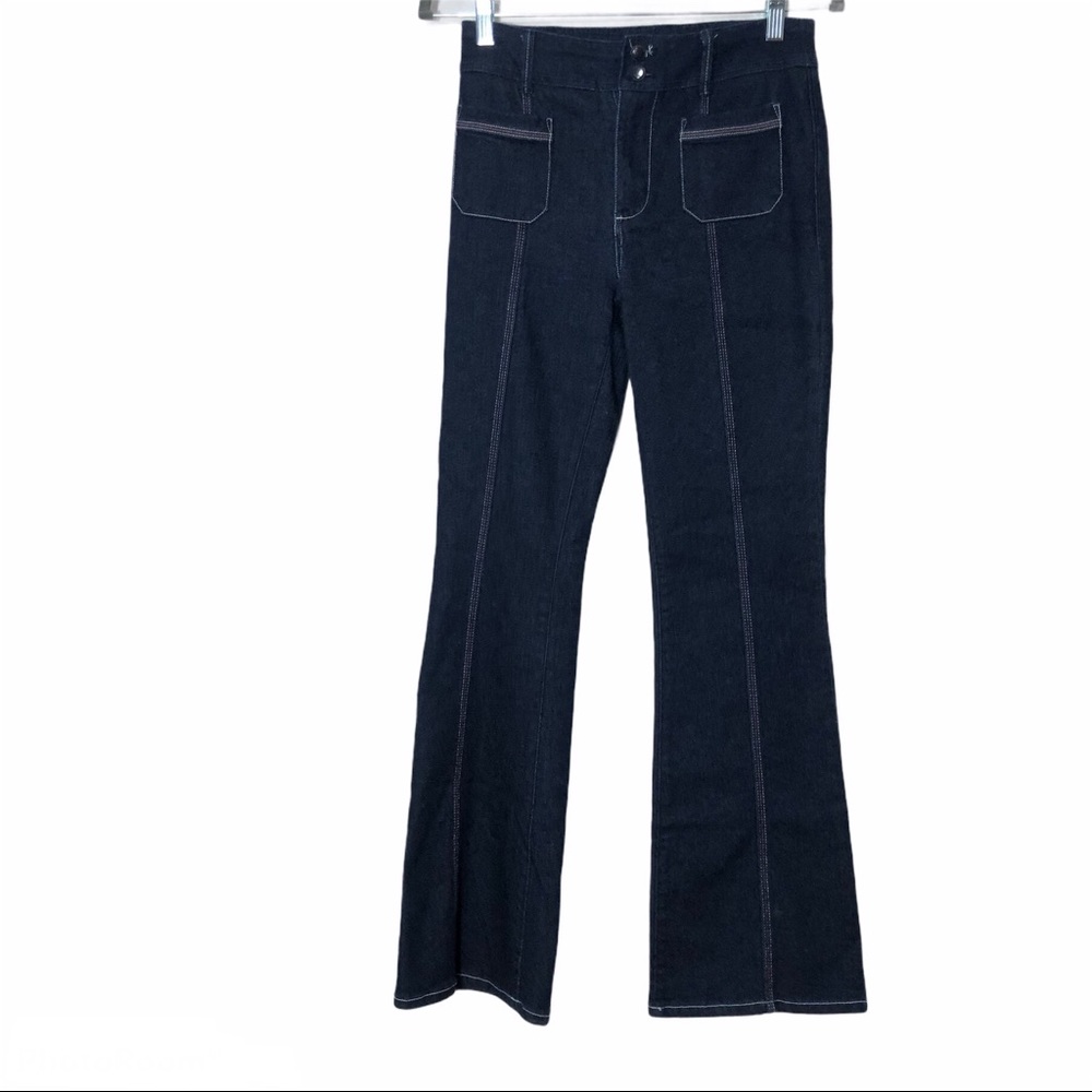 Pilcro and the Letterpress high rise flare jeans